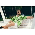 thumbnail image 5 of LA LEELA Men's Hawaiian Shirts Short Sleeve Button Down Shirt Men's Casual Shirts Vacation Tropical Beach Summer Shirts for Men Funny L Allover Trees, Autumn Green, 5 of 5