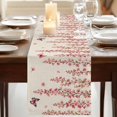 thumbnail image 3 of Table Runners 72 Inches Long Dress Scarves, Butterfly Flower Farmhouse Kitchen Table Runner, Coffee Tablerunners, Farmhouse Country Pink Floral on Linen 14x72 Inch, 3 of 9