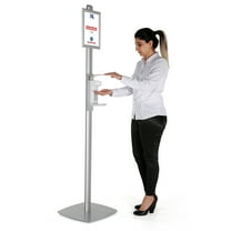 M&T Displays Free Standing Sanitizer Dispenser 500 mL. (16.9 oz.) without Gel For Liquid/Lotion Soap or Hand Sanitizing Products, Manual, Push Bar with 8.5x11 Inch Opti Snap Frame Message Sign Post