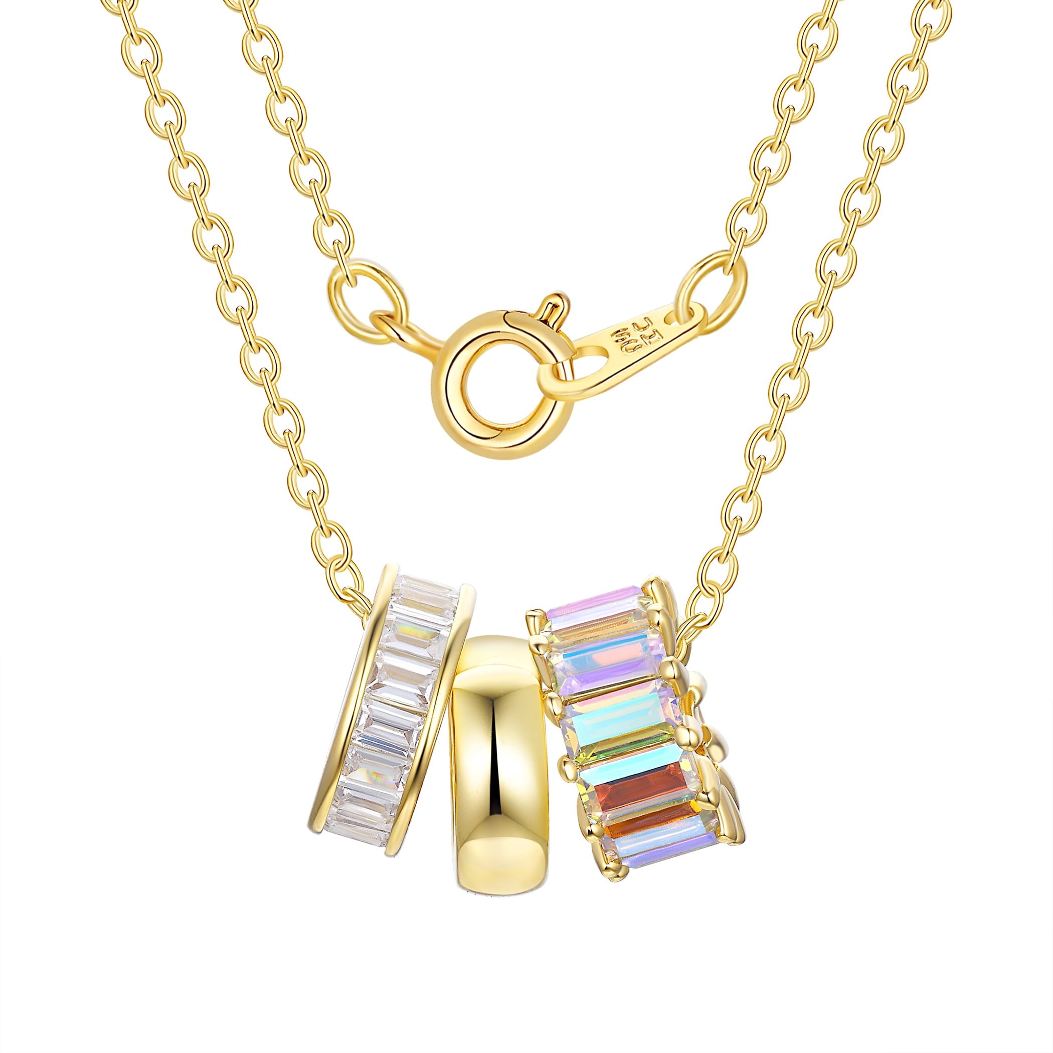 Adult 14KT Gold Flash Plated Ring Necklace with Simulated Diamonds