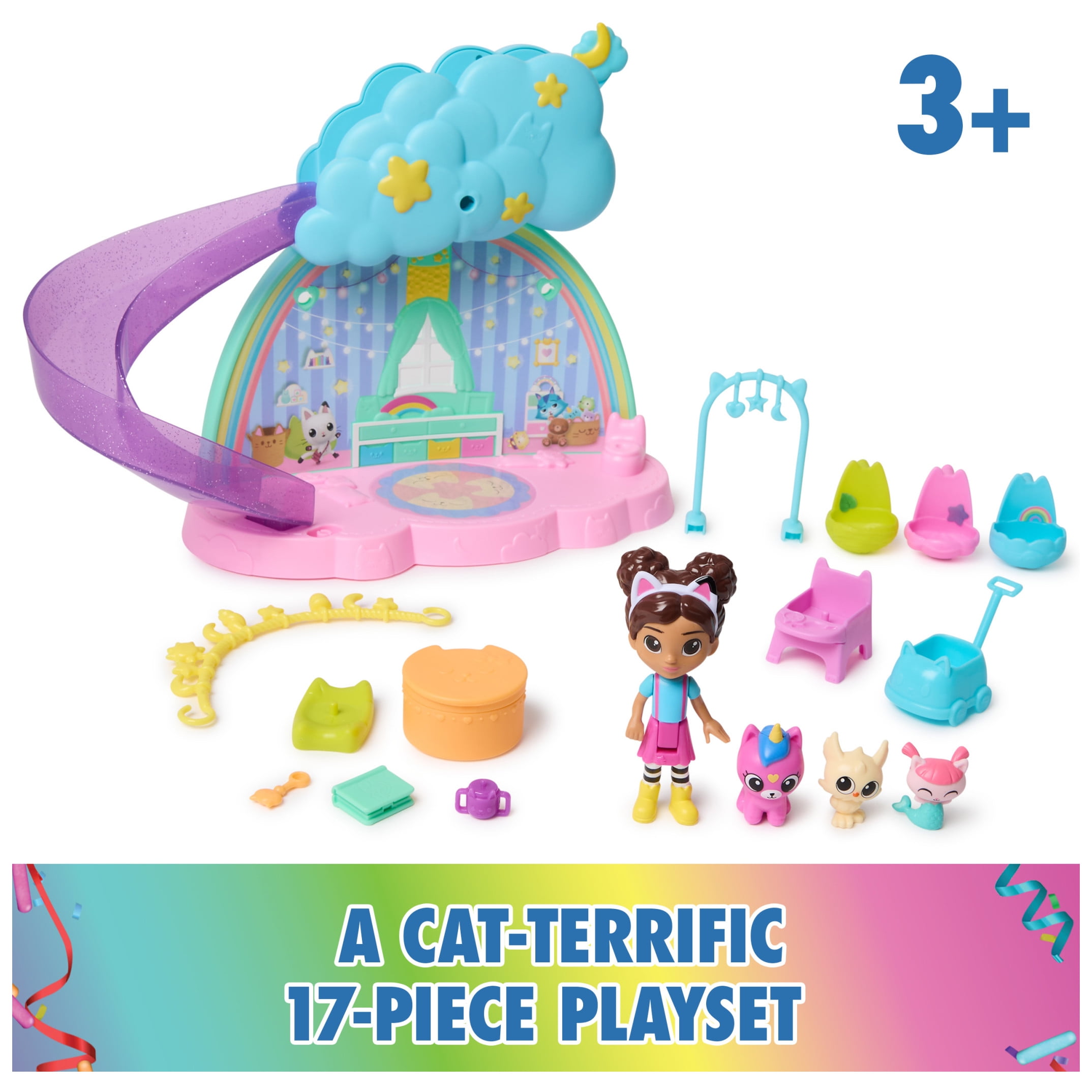 Gabby’s Dollhouse, Kitty Care Ear Purrfect Playroom, 17Pc Playset with Figures & Accessories for Kid(图4)