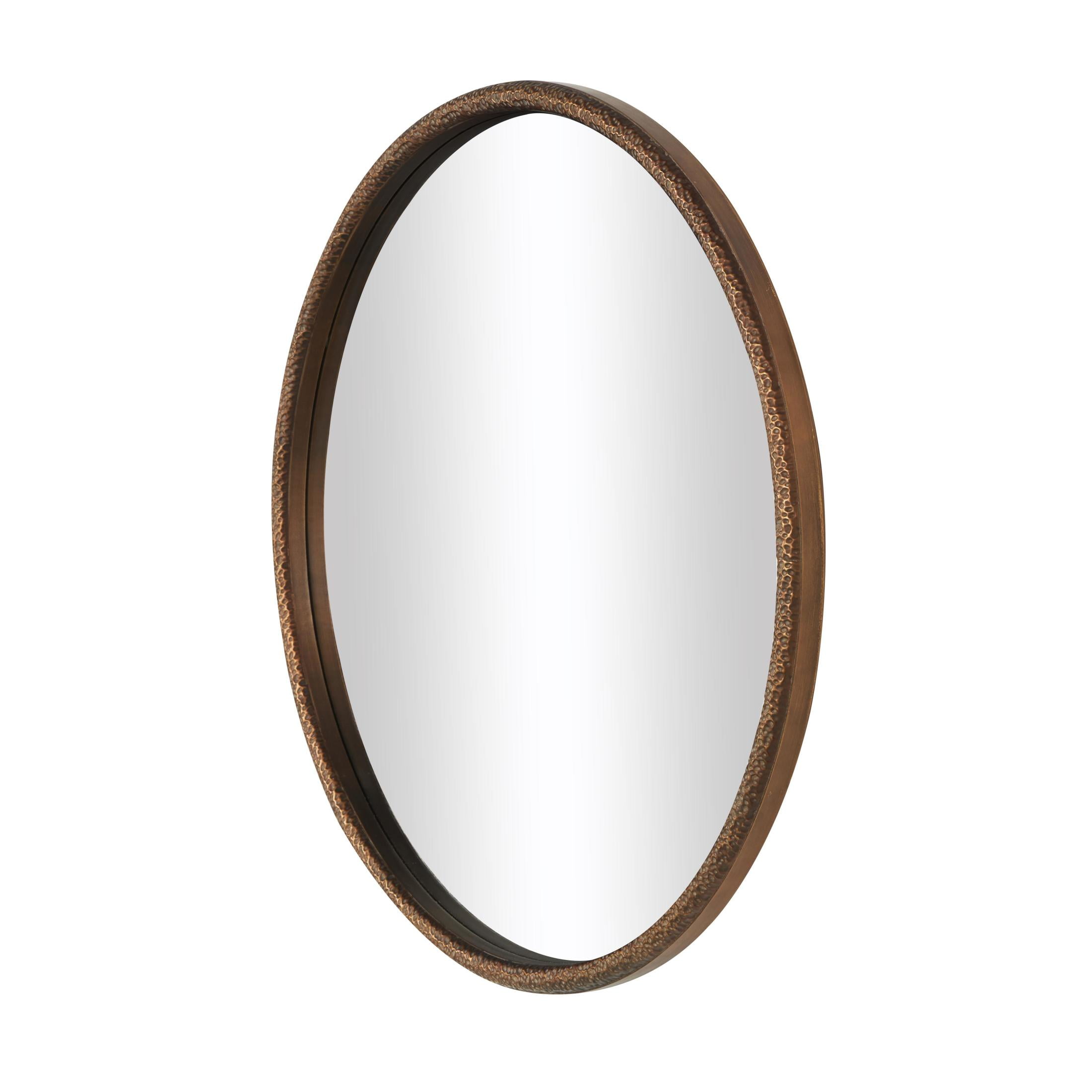 DecMode 34" x 34" Copper Weathered Spotted Wall Mirror with Hammered Texture