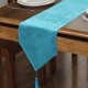 thumbnail image 1 of Camino de mesa de lino sintético brillante, lavable, estilo rústico, con borlas para mesa de café, mesa de comedor, dormitorio, fiesta, vacaciones (azul lago Flash, 14 x 120 pulgadas), 1 of 4