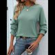 thumbnail image 5 of Camiseta Holgada Informal de Cuello Redondo y Larga Acanalada para Mujer, Ideal para y Otoño Lago Verde XXL, 5 of 8