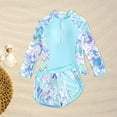 thumbnail image 2 of Little Girl Swimsuit 24Months Girls Swimsuit Halterneck Tankini for Girls Two Piece Swimsuit Tropical Printed Swim Shorts Ruched Bathing Suit 9-16T, 2 of 6