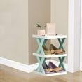 thumbnail image 5 of DIY 3-Tier Storage Shelf | Multifunctional Shoe Rack & Organizer | Plastic Modular Shelving Unit | Green, Orange, Blue | 13.18x10.2x9.44 Inches | Dorm & Home Storage Solution, 5 of 6