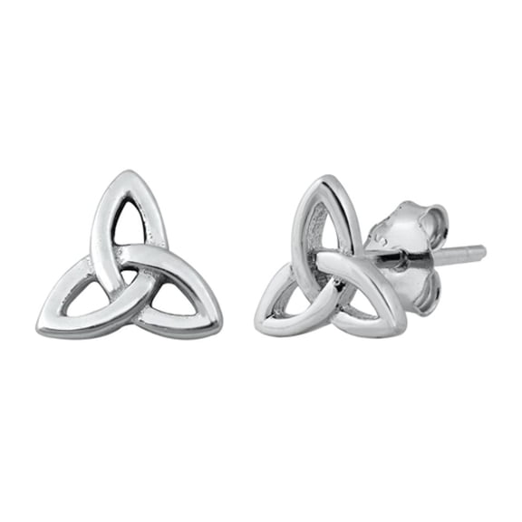 Sterling Silver Celtic Triquetra Knot Stud Earrings Push Back 925 New Jewelry Female Unisex