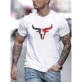 thumbnail image 1 of Men's Casual Letter Print T-Shirt - Stretchy Cotton Blend, Crew Neck, Short Sleeve, Summer Fashion Tee, Casual Sporty Tee, Summer Gifts, 1 of 7