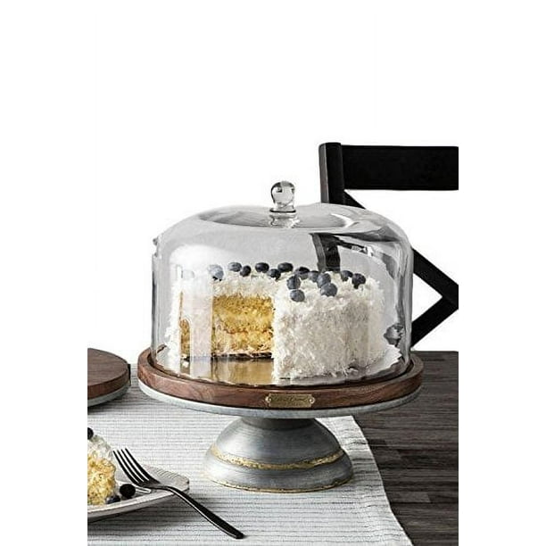 Magnolia hearth hand cake stand glass covered wooden farmhouse kitchen table dec deals