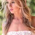 thumbnail image 5 of Long woman collar, delicate gold -plated gold plalate collar with tear -shaped, simple and long necklace, aesthetic collars for women, fashion gold necklace, jewelry gift, 5 of 5