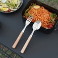 thumbnail image 6 of Portable Camping Utensils Wood Handle Outdoor Cutlery Stainless Steels Spoon Fork With Storage Bag for Home Dinner, 6 of 13