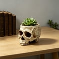 thumbnail image 5 of Resin Skull Planter Pot, Spooky Skeleton Head Container, Multi-purpose Succulent Cactus Flower Pot Candy Bowl Storage Jar For Desk Table Indoor Halloween Gothic Home Office Party Decor Holiday Gift, 5 of 7