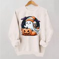 thumbnail image 2 of Gamivast Halloween Graphic Sweatshirts for Women Cute Ghost with Coffee and Pumpkin Print Long Sleeve Pullover Fall Tops Lightweight Comfortable Crewneck Casual Jumper Beige XL, 2 of 6