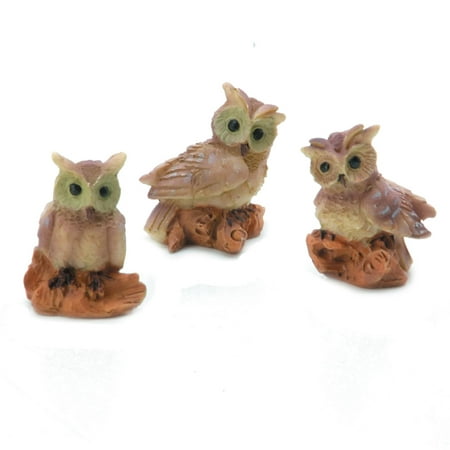 Fairy Garden Animals: Resin Mini Owls, 3 pack