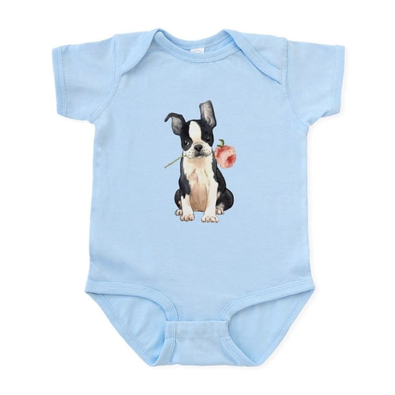 CafePress - Boston Terrier Rose Infant Bodysuit - Baby Light Bodysuit, Size Newborn - 24 Months