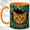 Orange, variant on Tabby Cat Coffee Mug, Teal Wood Cat Mug, Ceramic 11 oz
