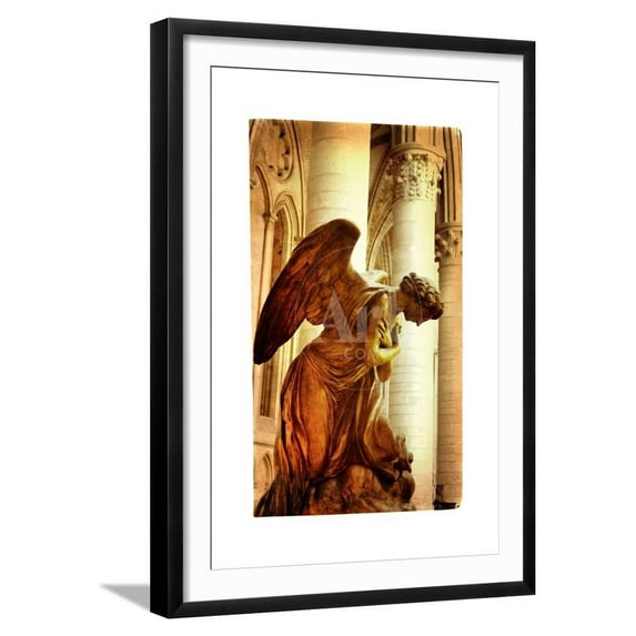 Praying Angel Artistic Picture In Retro Style, Figurative Religion Scenic Framed Art Print Wall Art by Mauglil Sold by Art.Com