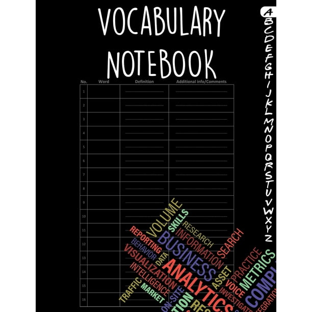 Vocabulary Notebook: 100 Page Alphabetical Notebook, Large Notebook 4 ...