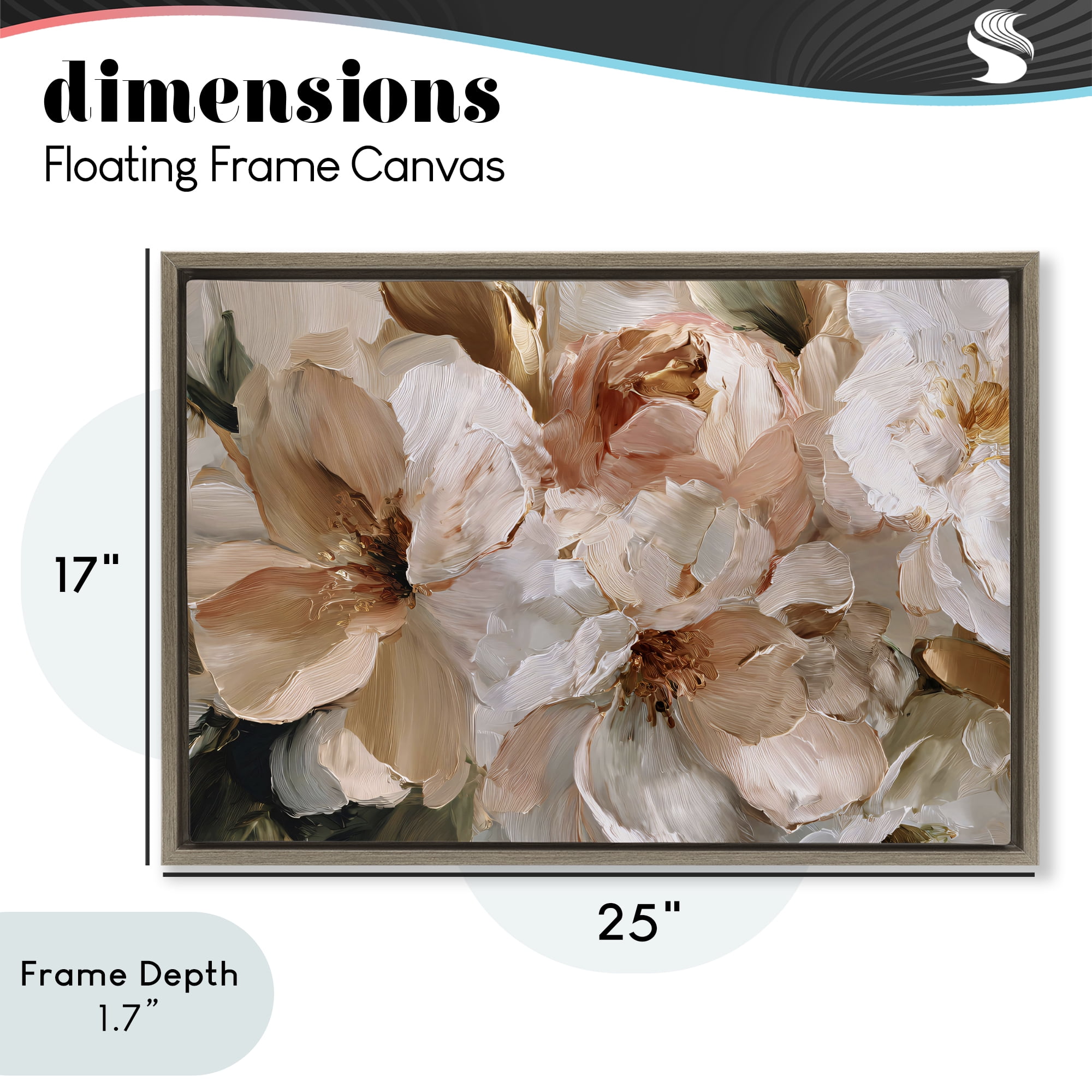 Stupell Industries Pink Brushstroke Petals Brown Framed Floater Canvas Wall Art, design by Jacky Ngan