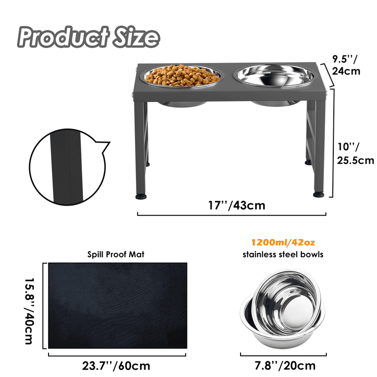 SHAINFUN Elevated Dog Feeder with 2 Stainless Steel Bowls, 10 in photo 5