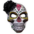 thumbnail image 1 of Masquerades Mask Mexicans Day of The Deads Mask Rose Suger Skull Mask Halloween Cosplay Costumes Party Mask Unisex Gifts Yellow, 1 of 4