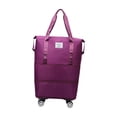 thumbnail image 4 of Bolsa de lona con ruedas, bolso de mano, bolsa de viaje, bolsa de ropa, bolsa de lona plegable expandible para mujeres, hombres, deportes, fin de semana rojo púrpura, 4 of 9