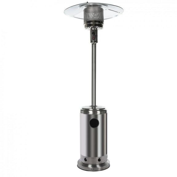 46000 BTU Outdoor Patio Heater with Portable Wheels, Propane Space Heater with ETL Certification, Commercial & Residential 87-inch Floor Standing / Silver