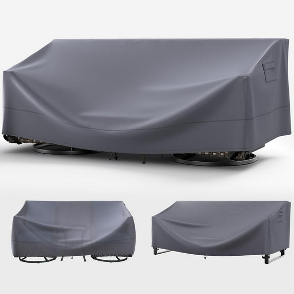 Belord Waterproof Outdoor Furniture Cover - 600D High Density Oxford Fabric Patio Furniture Covers with Windproof Buckle Straps, Grey Patio Table Chairs Sofa Cover up to 83L x 34W x 28H Inches