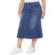 thumbnail image 1 of Falda de mezclilla midi casual con abertura frontal y dobladillo crudo de cintura alta vintage para mujeres de talla grande Agnes Orinda 4X Azul, 1 of 8