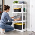 4-Tier Light Duty Plastic Storage Shelves, White, 50lbs/shelf, Garage ...