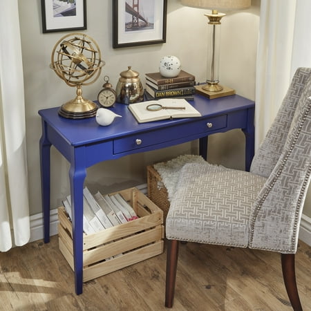Chelsea Lane Riley Wood Single-Drawer Writing Desk, Twilight Blue