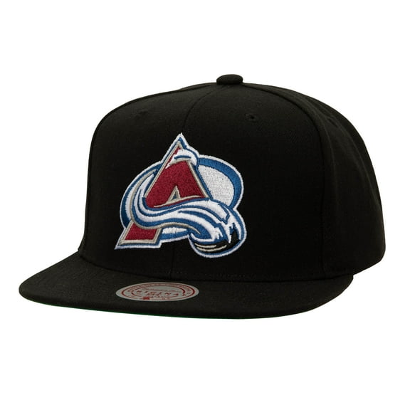 Men's Mitchell & Ness Black Colorado Avalanche Core Top Spot Snapback Hat