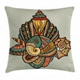 thumbnail image 1 of Shell Throw Pillow Cushion Cover, Abstract Tribal Stylized Seashell Underwater Seashore Creature Ethnic Artwork Print, Decorative Square Accent Pillow Case, 16" X 16", Multicolor, by Ambesonne, 1 of 2