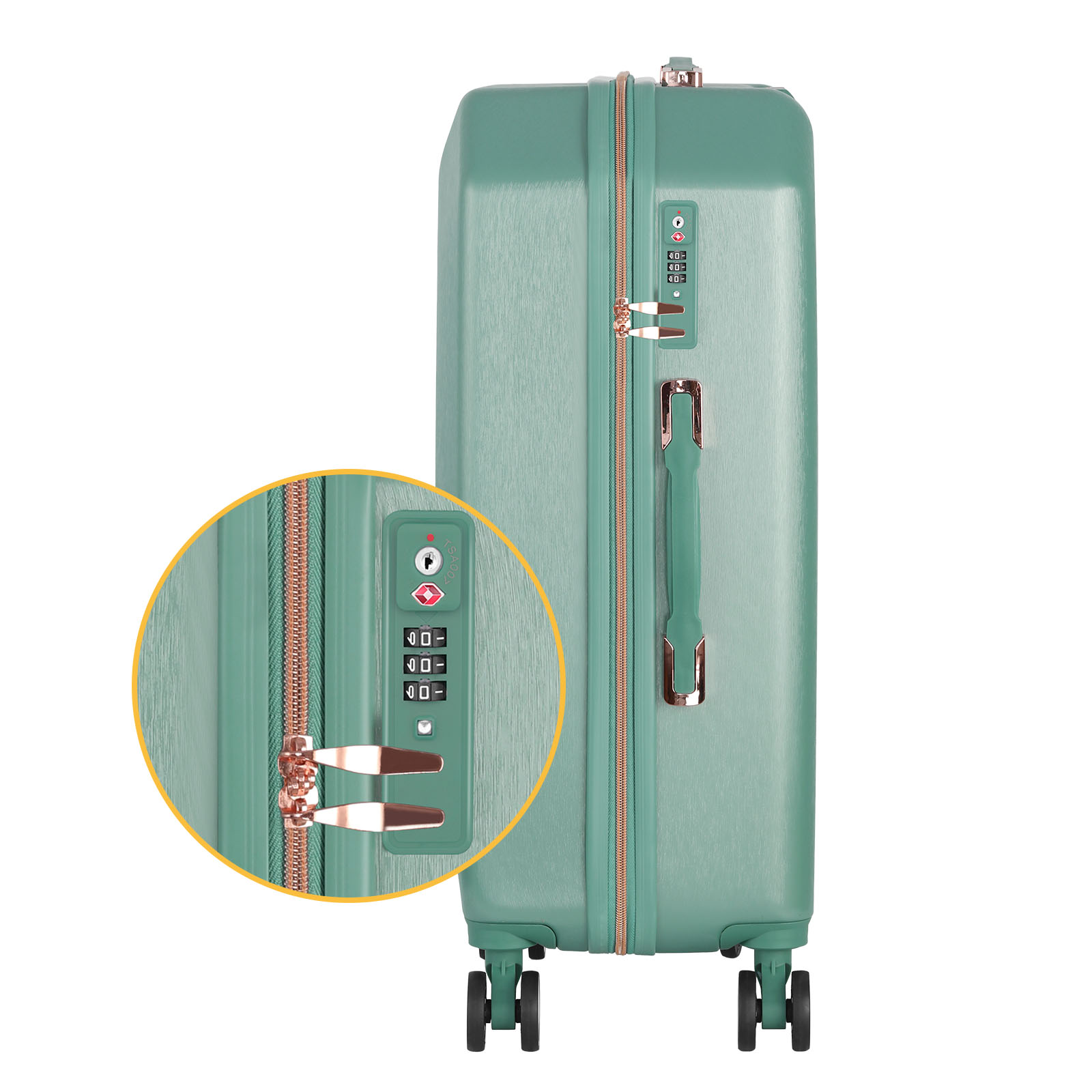 Luggage 3-Pieces Set PC+ABS Durable Suitcase Sets Rose Gold 20"24"28"
