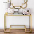 thumbnail image 4 of Pemberly Row Traditional 47" Brass Finish Metal/Glass Console Table, 4 of 7
