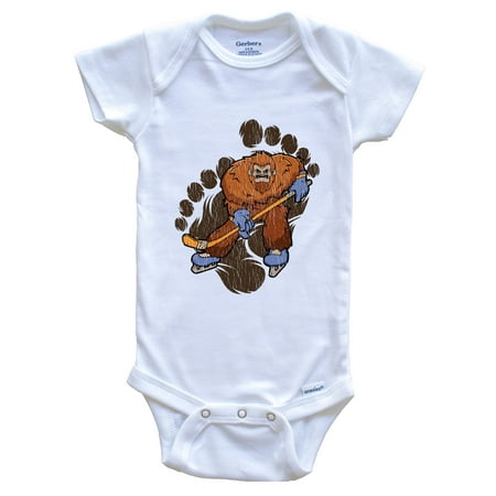 

Bigfoot Hockey Baby Bodysuit - Sasquatch Ice Hockey One Piece Baby Bodysuit
