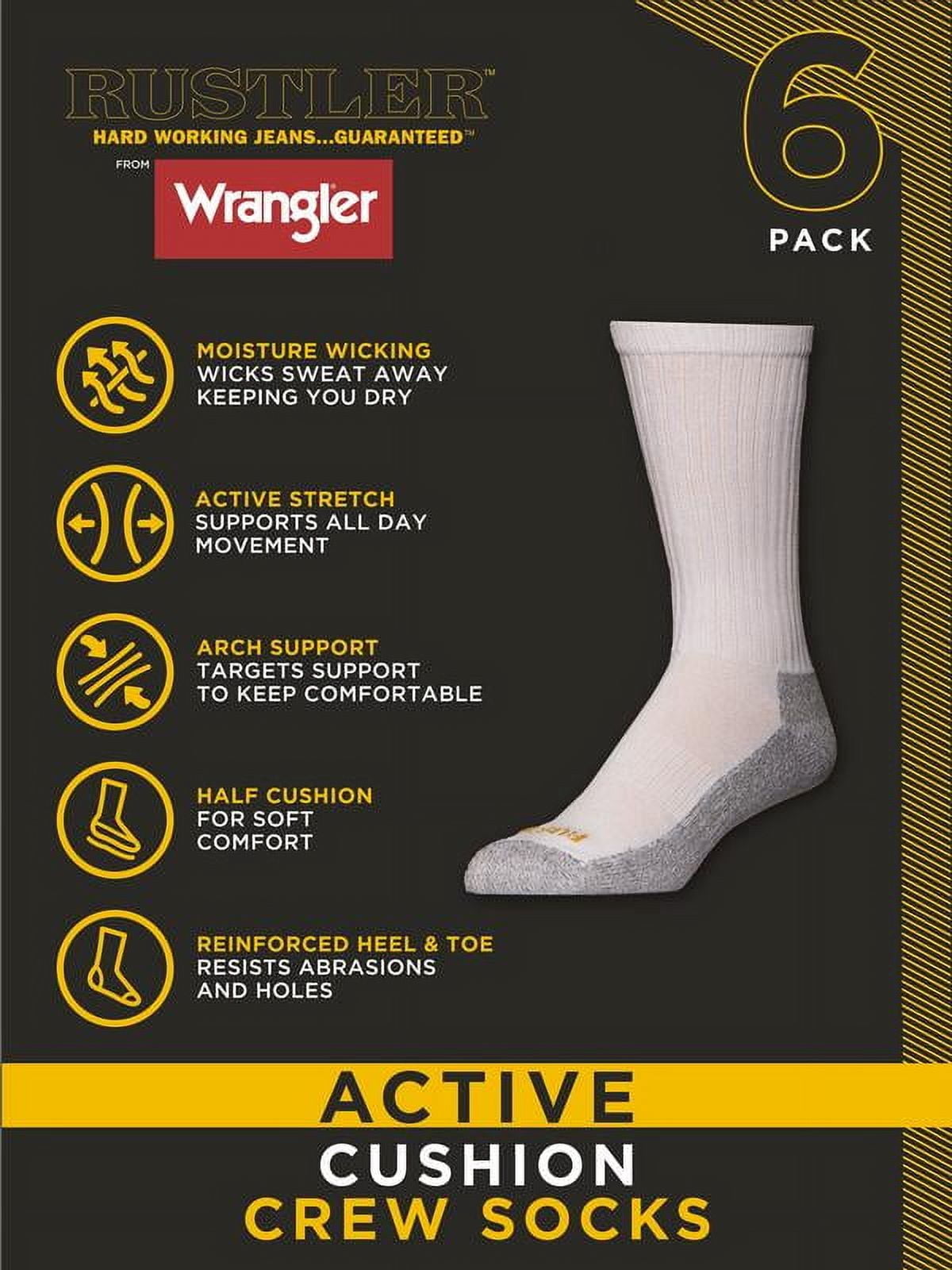 Rustler Men's Socks, Active Crew Socks for Men, 10-13, White/Grey Heather, 3-Pack
