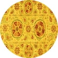 thumbnail image 1 of Ahgly Company Machine Washable Indoor Round Abstract Yellow Modern Area Rugs, 6' Round, 1 of 4