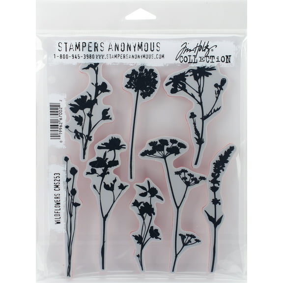 Tim Holtz Cling Stamps 7"X8.5"-Wildflowers