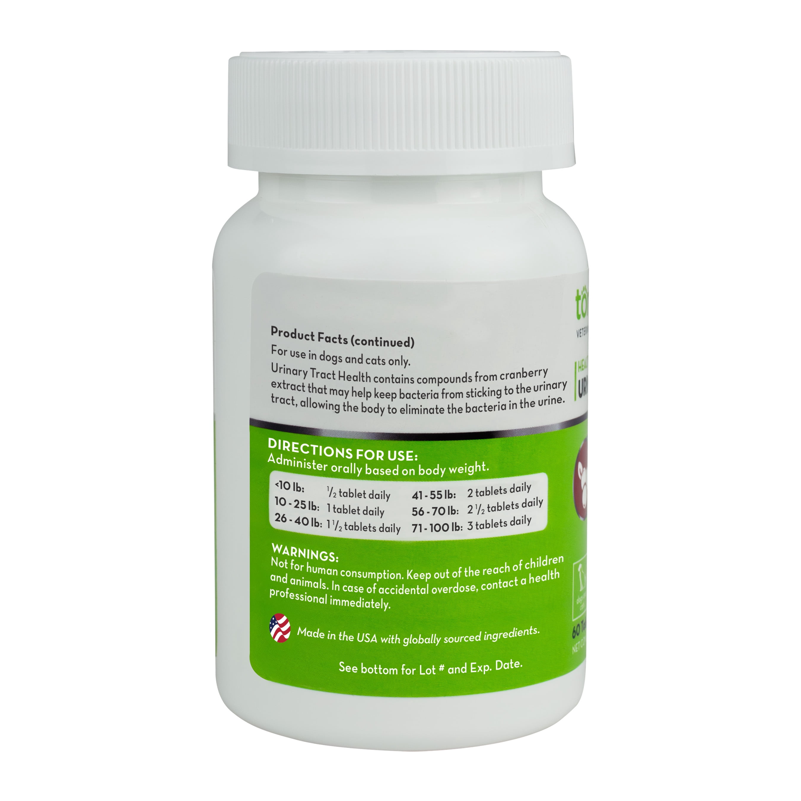 Tomlyn Urinary Tract Health Supplement, Cranberry Extract, Chewable Tablets for Medium and Large Dogs, Beef Flavor, 60ct