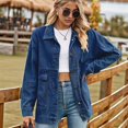 thumbnail image 3 of Women'S Button-Down Vintage Ripped Blue Denim Jacket  XXL, 3 of 8