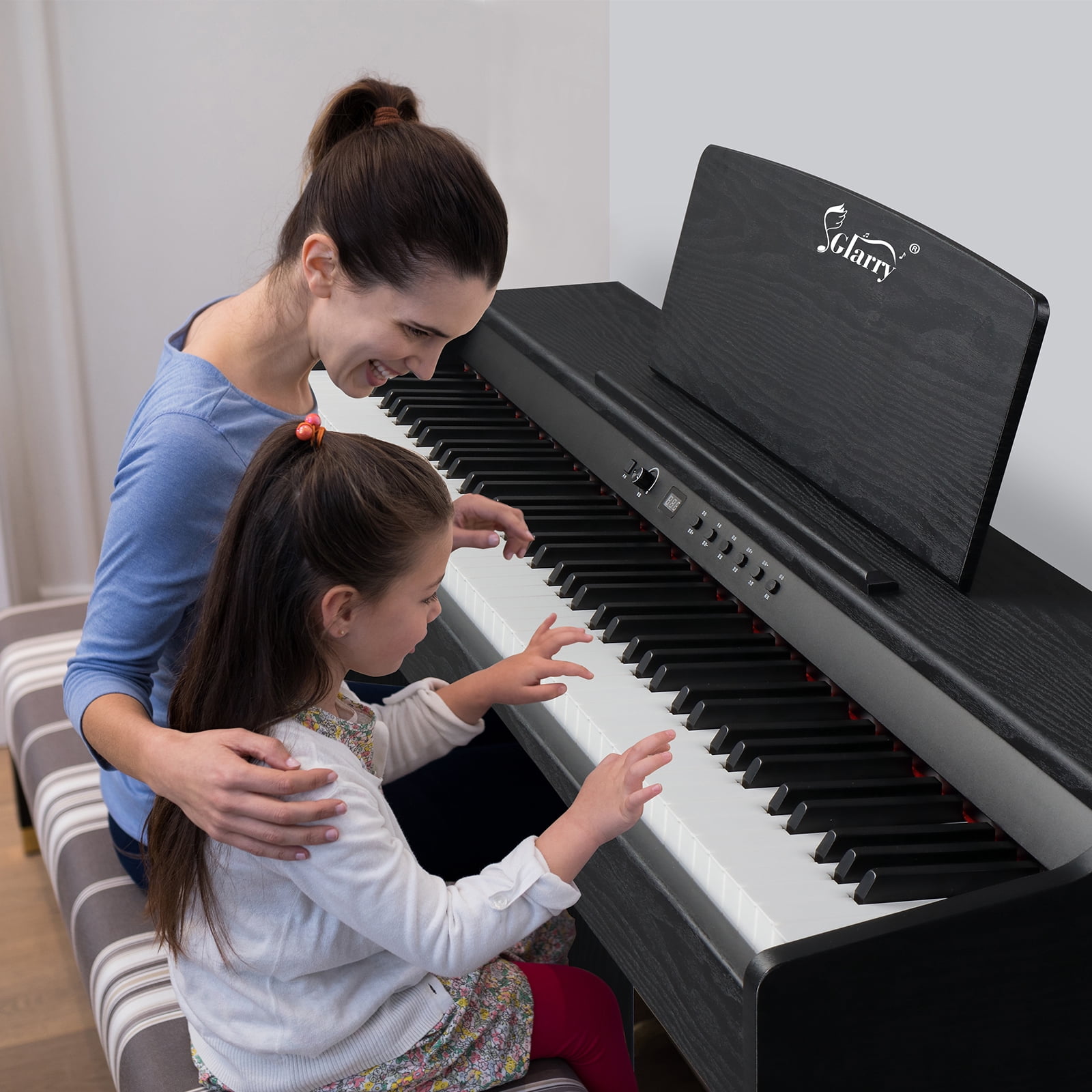 88 Keys Standard Full Weighted Keyboards Digital Piano with Furniture Stand, Power Adapter, Triple Pedals, Headphone, for All Experience Levels Black