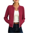 thumbnail image 2 of Fmbrln Women's Zip Up Bomber Jacket Stand Collar Raglan Long Sleeve Jackets with Pockets Fall Casual Trendy Outerwear, 2 of 6
