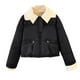 thumbnail image 1 of Parkas de manga larga con cuello para mujer, chaqueta de plumón corta, chaqueta de cuero de invierno para mujer, chaqueta gruesa y cálida, abrigo para mujer, 1 of 3