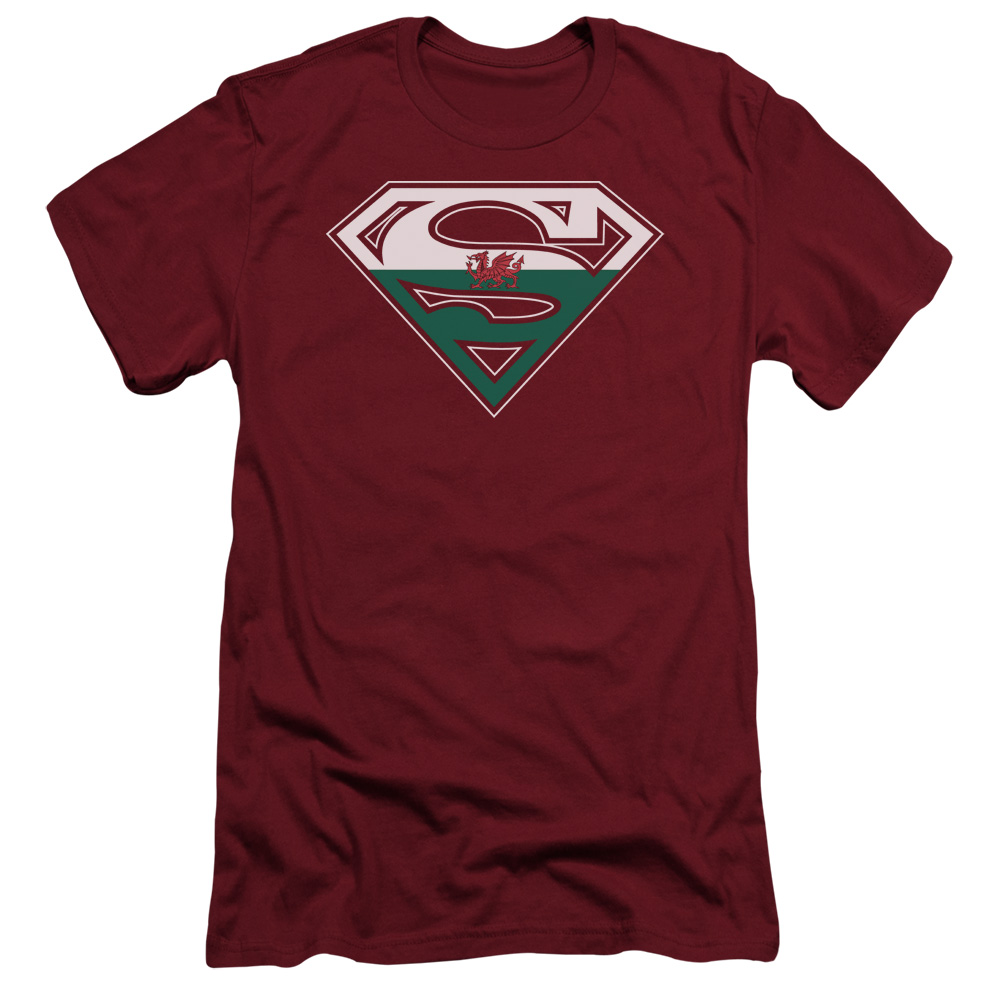 Superman DC Comics Welsh Flag Shield Adult Slim T-Shirt Tee