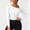 *White, variant on ClodeEU Women's Asymmetrical Twist Neck Ribbed Knit Crop Tops,Casual Slim Fit Long Sleeve Blouse ,Women's Plus L