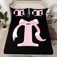thumbnail image 2 of Erosebridal Kawaii Initial Letter Sheet Set King, Monogrammed I Bedding Sets King Size, Ribbon Cow Reversible King Sheet Sets, Ultra Soft Bedroom Decoration, 4 Pieces, 2 of 7