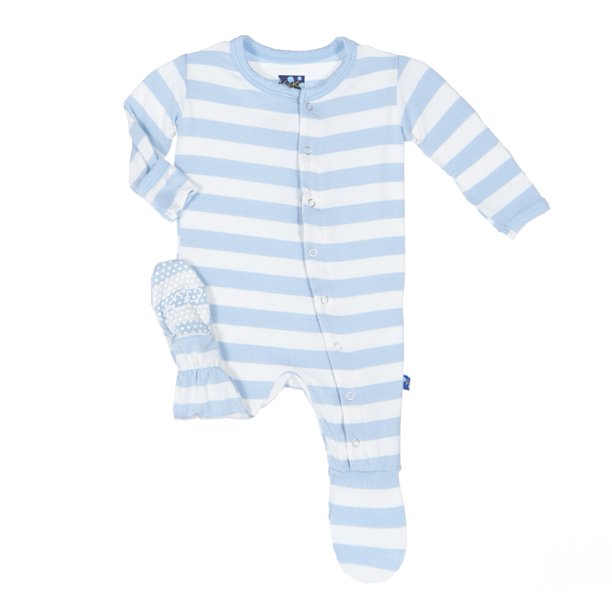 KicKee Pants KicKee Pants Baby Boys Print Footie Pond Stripe
