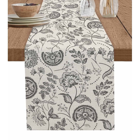 Hokiten Table Runners 72 Inches Long Dress Scarves, Spring Floral Farmhouse Kitchen/Dining Table Runner, Coffee Tablerunners, Vintage Summer Botanical Farmhouse 16x72 Inch