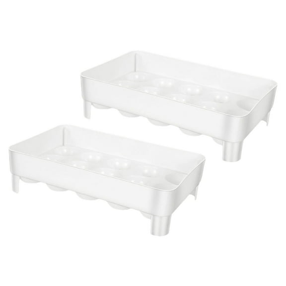 HOMEMAXS  2 Pcs Fridge Egg Holder Carton Containers Refrigerator White